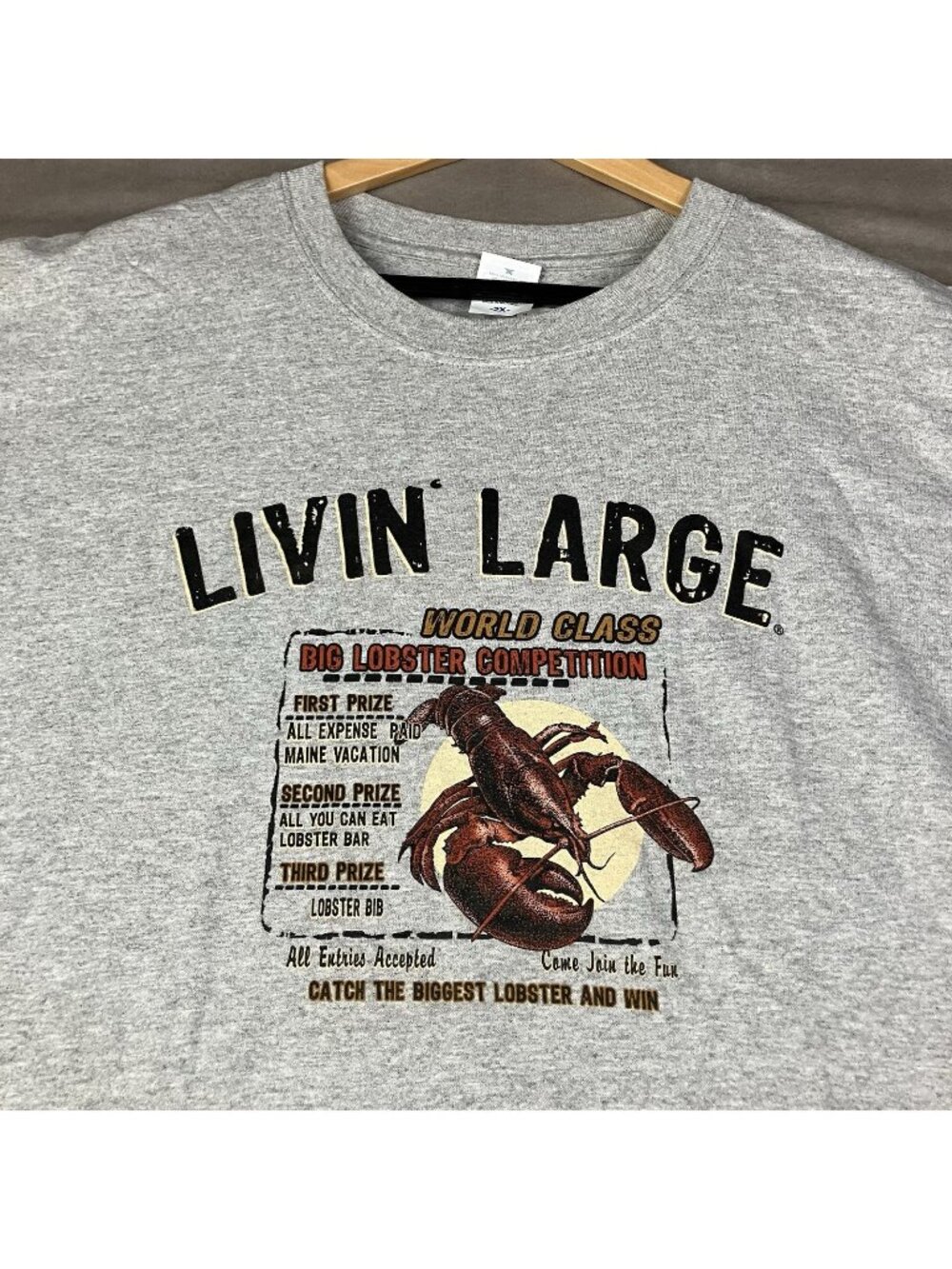 Living Large World Class Big Lobster Competition Graphic T Shirt Men’s Size XXL
